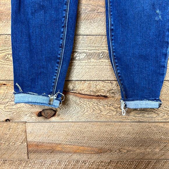 Spanx Distressed Ankle Skinny Jeans Blue Pull-On Stretch Size Large - Picture 6 of 10